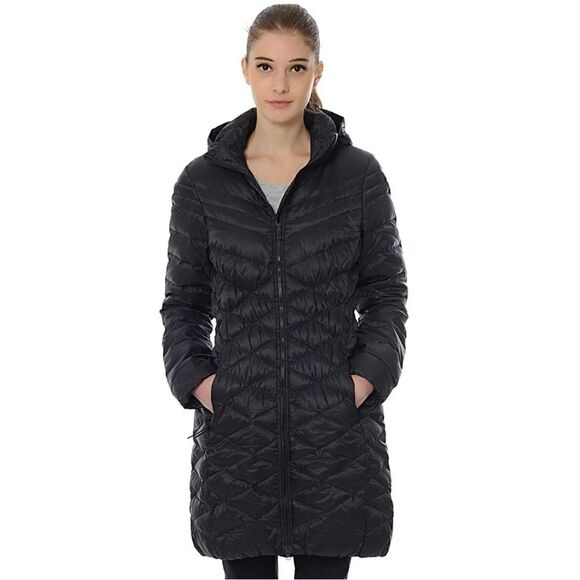Nike Cascade Hooded Tech Down Puffer Black Quilted Coat Women's Medium - Picture 12 of 12